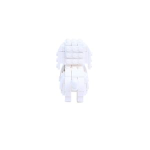 White Poodle dog brick figure, back view