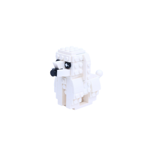 White Poodle dog brick figure, right-side view