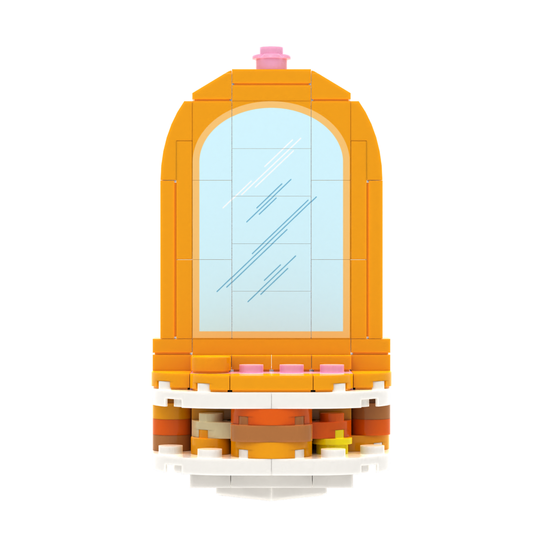 Yellow Arched Dressing Table brick scene accessory, left-side view