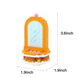 Yellow Arched Dressing Table brick scene accessory, size guide