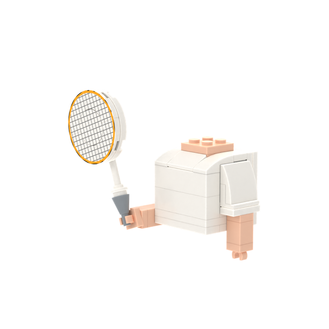 Yellow Badminton brick figure accessory, right-side view