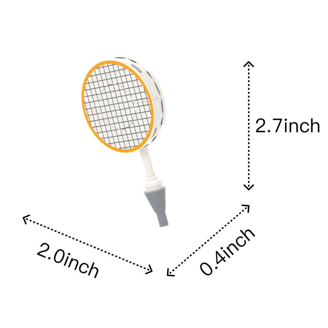Yellow Badminton brick figure accessory, size guide