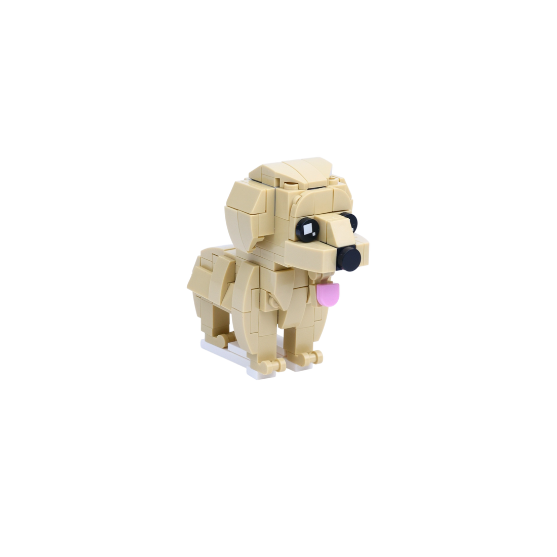 Yellow Labrador dog brick figure, left-side view