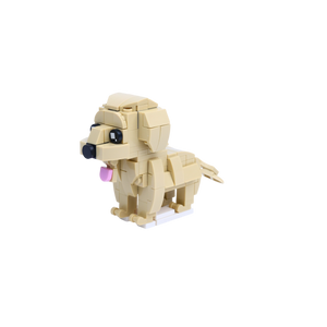 Yellow Labrador dog brick figure, right-side view