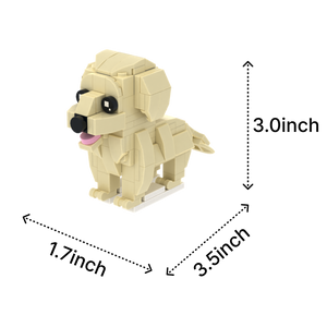 Yellow Labrador dog brick figure, size guide