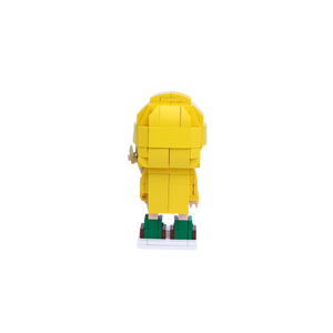 Yellow Raincoat Explorer custom brick figure, back view