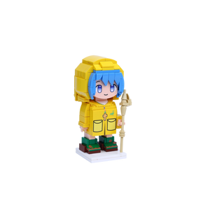 Yellow Raincoat Explorer custom brick figure, left-side view