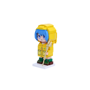 Yellow Raincoat Explorer custom brick figure, right-side view