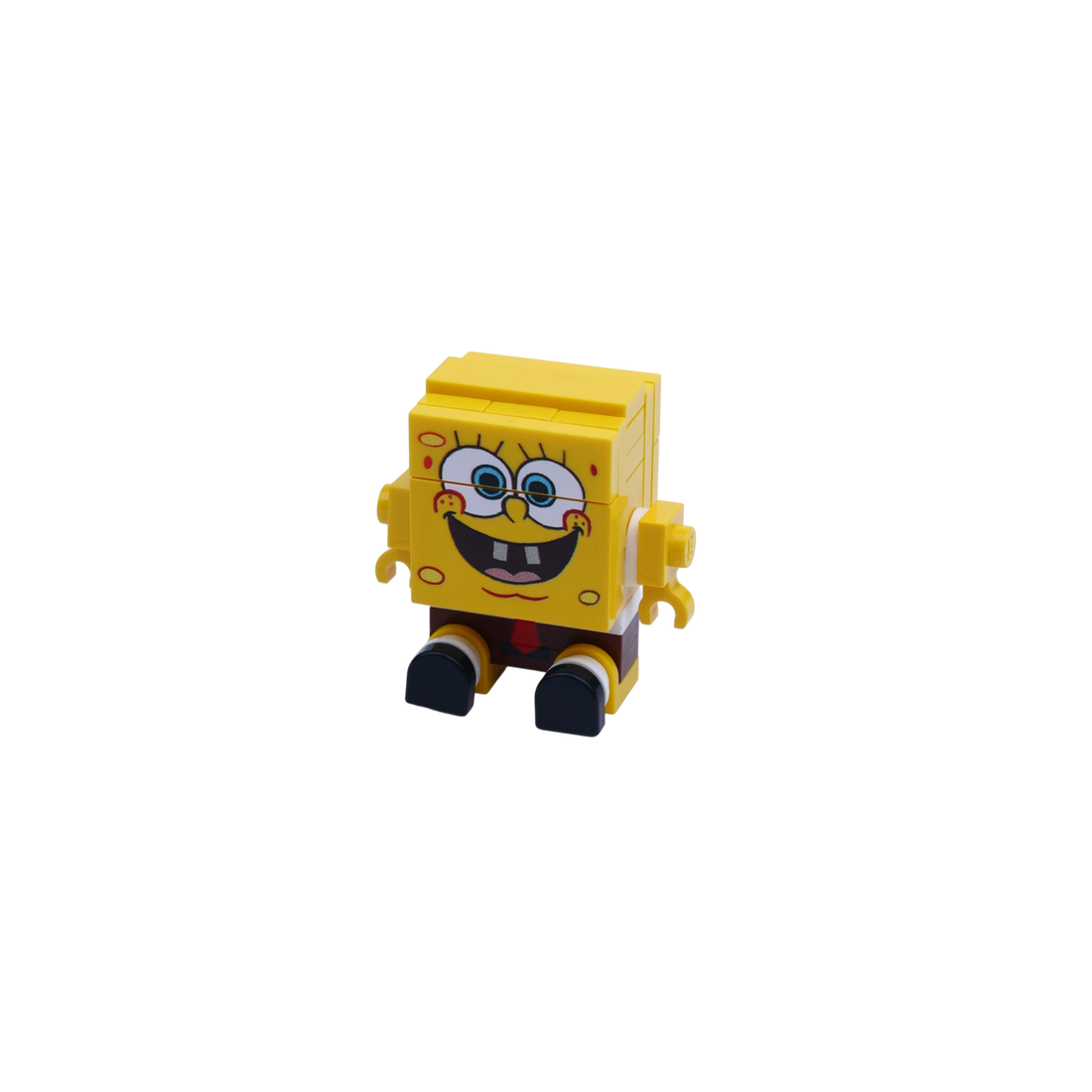 Yellow Square Character brick art collectible, right-side view