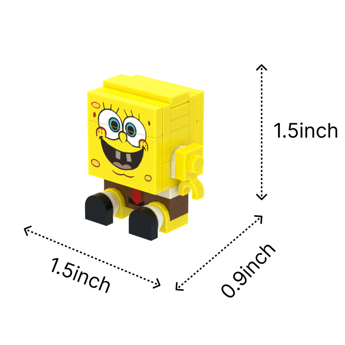 Yellow Square Character brick art collectible, size guide