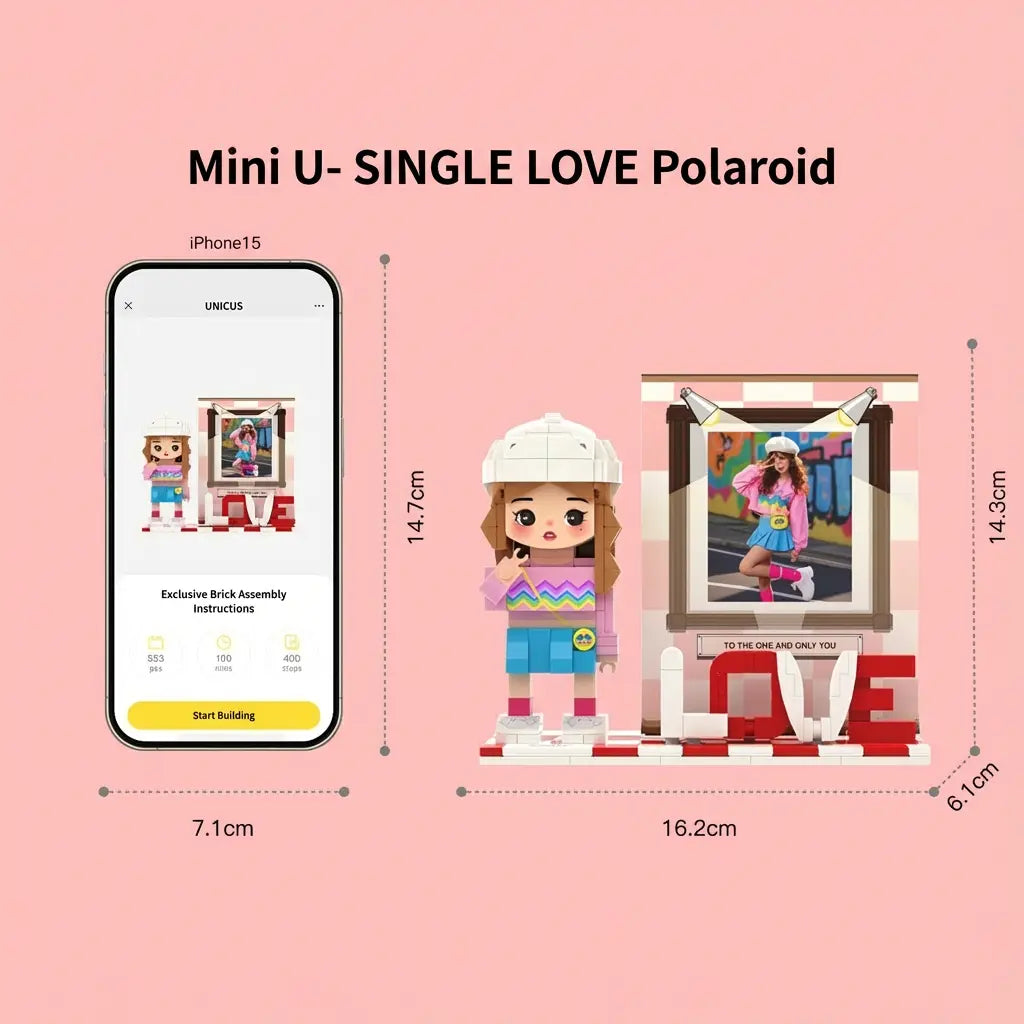 Mini U - Single | Valentine's LOVE Personalized Mini Brick Figure Valentine's Special